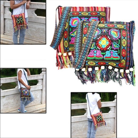 Pawsitively Posh Handbags - {AZALEA} Boho beaded fringe colorful crossbody bag